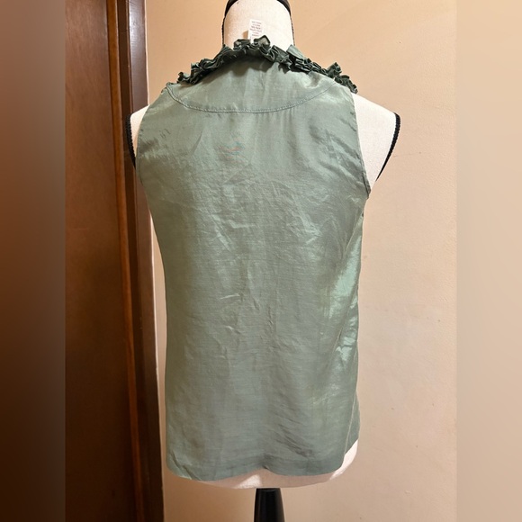 J. Crew Green Ruffled Top - Picture 2 of 3